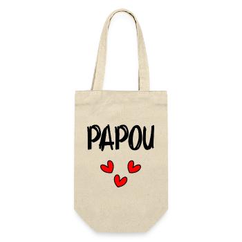 PAPUA. PAPA. VATERTAG. FROHER VATERTAG - Geschenkbeutel für Flaschen - Natur - Vorne