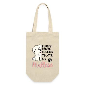 Fluffy Fierce Fabulous – Cadeau maltais sucré - Sac à bouteille - nature - Devant
