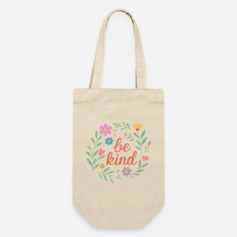 Sei freundlich Blumendesign - Geschenkbeutel für Flaschen - Natur