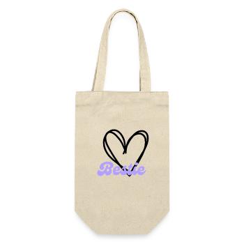 Bestie Herz lila - Freundschaft - Geschenkbeutel für Flaschen - Natur - Vorne