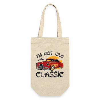 Roter Oldtimer mit Sunset Design - Geschenkbeutel für Flaschen - Natur - Vorne
