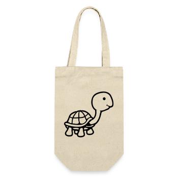 Schildkröte langer Hals lächelt glücklich lustig - Geschenkbeutel für Flaschen - Natur - Vorne