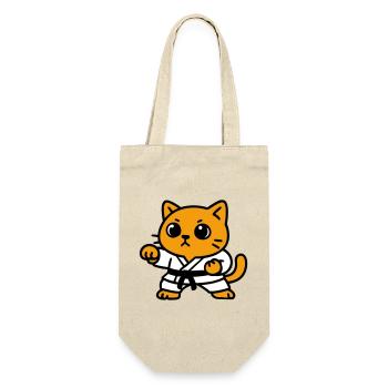 Combattant chat en costume de karaté - Sac à bouteille - nature - Devant