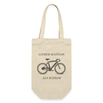 Fahrrad Lieber Rastlos als Radlos  - Geschenkbeutel für Flaschen - Natur - Vorne