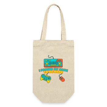I Paused My Game to Be Here – Funny Gamer Design - Geschenkbeutel für Flaschen - Natur - Vorne