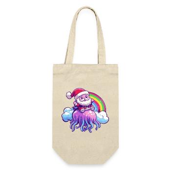 Qualle Weihnachtsmann Weihnachten - Geschenkbeutel für Flaschen - Natur - Vorne