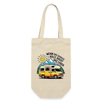 Wohnmobil Spruch – Das Leben rockt Camping Humor - Geschenkbeutel für Flaschen - Natur - Vorne