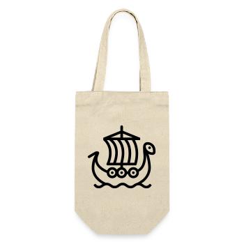 Wikingerschiff - Geschenkbeutel für Flaschen - Natur - Vorne