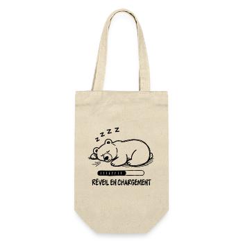 Black and White Sleeper Bear, Alarm Clock Charging - Gift Bag for Bottles - nature - Front