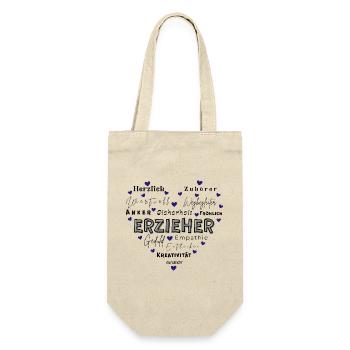 Geschenk Erzieher - Geschenkbeutel für Flaschen - Natur - Vorne