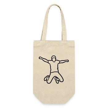 Springende Person – Minimalistische Zeichnung - Geschenkbeutel für Flaschen - Natur - Vorne