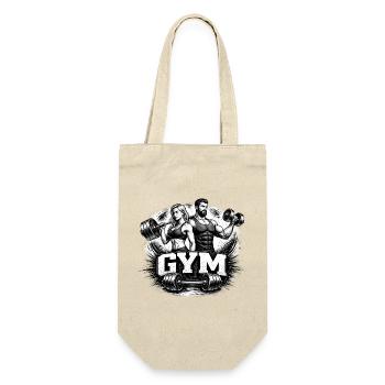 Gym Workout Motiv Zeichnung - Geschenkbeutel für Flaschen - Natur - Vorne