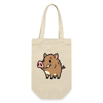 Süßes Wildschwein Comic Glücksbringer - Geschenkbeutel für Flaschen - Natur - Vorne