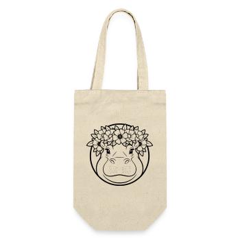 Nilpferd Blumenkranz Boho Outline Vektor - Geschenkbeutel für Flaschen - Natur - Vorne