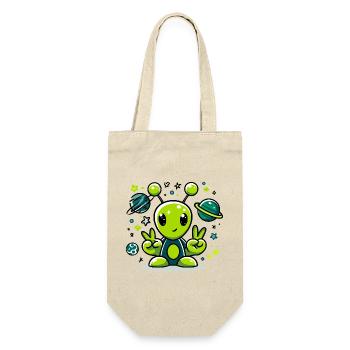 Green alien in space fun - Gift Bag for Bottles - nature - Front
