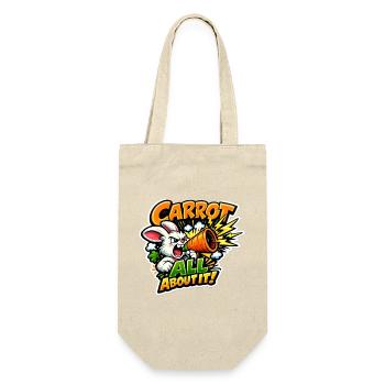Carrot Megaphone Bunny – Comic Style - Gift Bag for Bottles - nature - Front