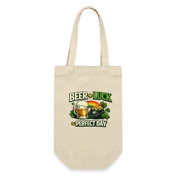Bierglück Perfekter Tag - Geschenkbeutel für Flaschen - Natur - Vorne
