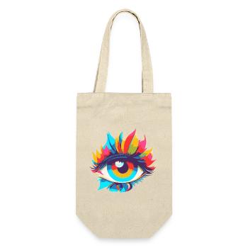 Bunter Augenzauber Pop Art - Geschenkbeutel für Flaschen - Natur - Vorne