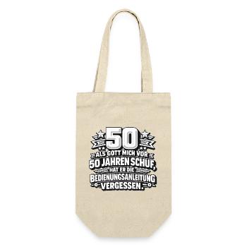 50 Jahre: Bedienungsanleitung Vergessen - Geschenkbeutel für Flaschen - Natur - Vorne