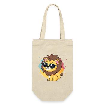 Bunter Löwe mit Brille - Geschenkbeutel für Flaschen - Natur - Vorne
