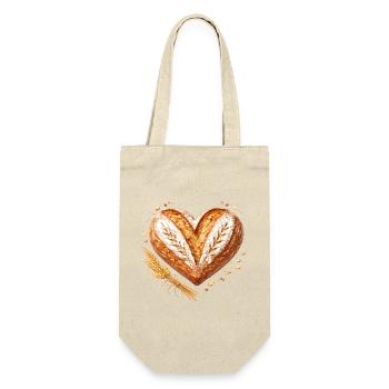 Herz Brot Backen Sauerteig Bäcker Design  - Geschenkbeutel für Flaschen - Natur - Vorne