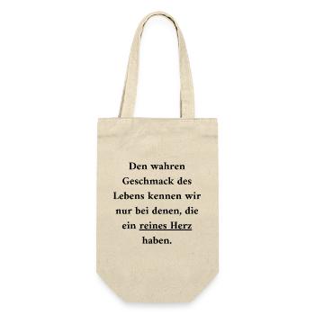 Reines Herz: Der wahre Geschmack des Lebens - Geschenkbeutel für Flaschen - Natur - Vorne