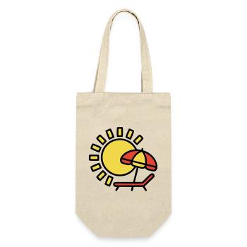 Strandliege Sonne Sonnenschirm Sommerurlaub - Geschenkbeutel für Flaschen - Natur - Vorne