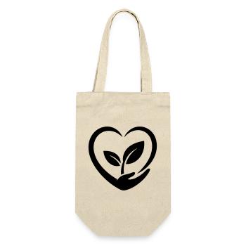 Gärtner Herz Hand und Pflanze Pflanzenliebe - Geschenkbeutel für Flaschen - Natur - Vorne