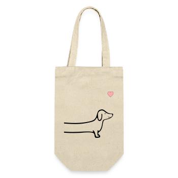 Dackel Herz Hunde - Geschenkbeutel für Flaschen - Natur - Vorne