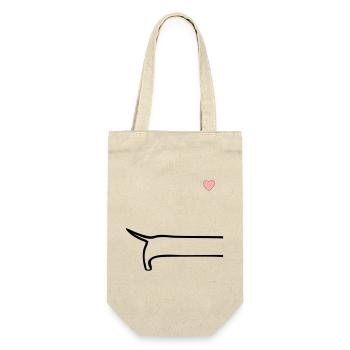 Minimalistisch Hunde Rücken - Geschenkbeutel für Flaschen - Natur - Vorne