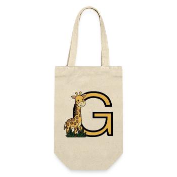 Giraffe mit Buchstabe G - Geschenkbeutel für Flaschen - Natur - Vorne