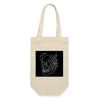 Occult Skull & Geometrische Netze – Goth - Geschenkbeutel für Flaschen - Natur - Vorne