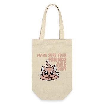 Make Sure Your Friends Are Okay Katze Kätzchen Süß - Geschenkbeutel für Flaschen - Natur - Vorne