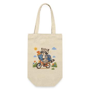 Raccoon rides his bike to school - Gift Bag for Bottles - nature - Front