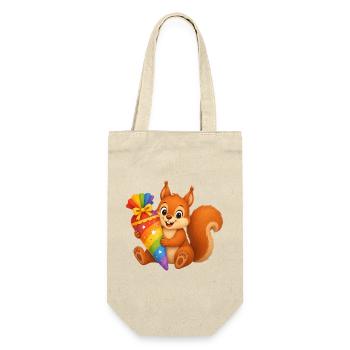 Cute squirrel with colorful school cone - Gift Bag for Bottles - nature - Front