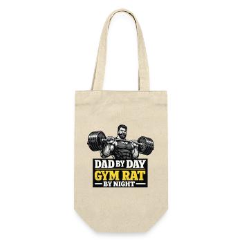 Gym Dad By Day Gym Rat By Night Motiv - Geschenkbeutel für Flaschen - Natur - Vorne