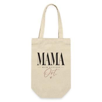 Mama. Mein sicherer Ort. Geschenk Oma Mama - Geschenkbeutel für Flaschen - Natur - Vorne