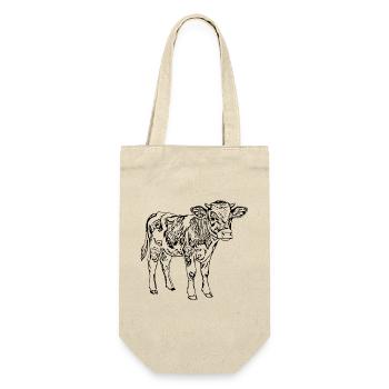 Kuh Kalb Geschenk Bauern Landwirte  - Geschenkbeutel für Flaschen - Natur - Vorne