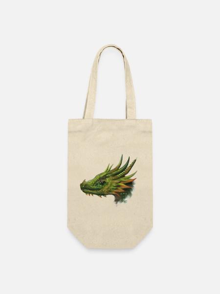 Grüner Drachenkopf - Geschenkbeutel für Flaschen - Natur