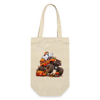 Halloween Monstertruck mit Geist - Geschenkbeutel für Flaschen - Natur - Vorne