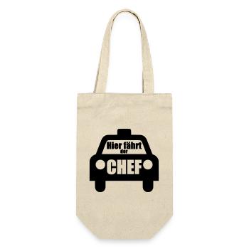 Hier fährt der Chef Taxi Fahrer Auto Geschenk - Geschenkbeutel für Flaschen - Natur - Vorne