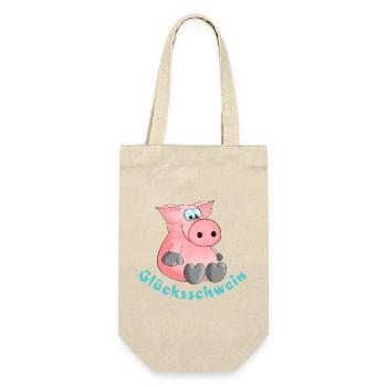 Glücksschwein - Glücksbringer - Glück - Geschenkbeutel für Flaschen - Natur - Vorne