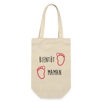 Bientôt Maman / Bébé / Naissance / Enceinte / Baby - Sac à bouteille - nature - Devant