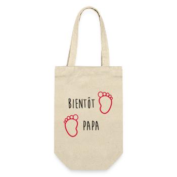 Bientôt Papa / Bébé / Naissance / Enceinte / Baby - Sac à bouteille - nature - Devant