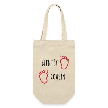 Onkel / Tante / Vetter / Cousin / Kusine - Geschenkbeutel für Flaschen - Natur - Vorne