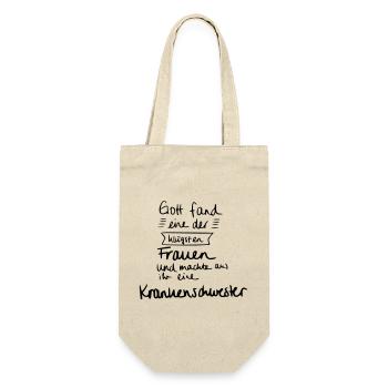 Klügste Frau - Krankenschwester - Geschenkbeutel für Flaschen - Natur - Vorne