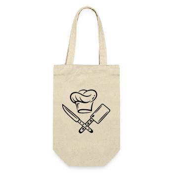 Cooking hat with knives. - Gift Bag for Bottles - nature - Front