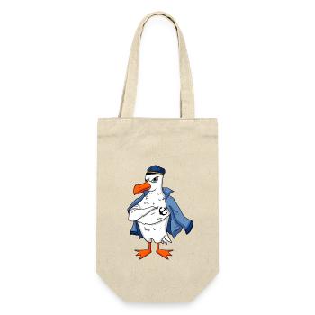 Muskelöse Seemöwe mit Anker Tattoo Möwe Geschenk - Geschenkbeutel für Flaschen - Natur - Vorne