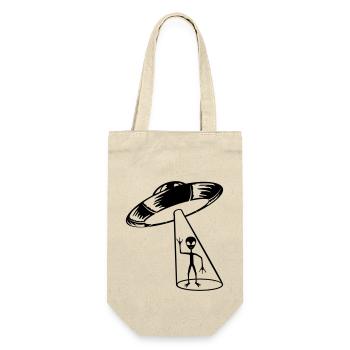 Strahl Ufo Alien winkt - Geschenkbeutel für Flaschen - Natur - Vorne