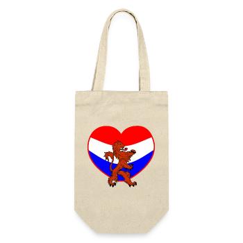 Holländischer Löwe mit Herz rot weiß blau - Geschenkbeutel für Flaschen - Natur - Vorne